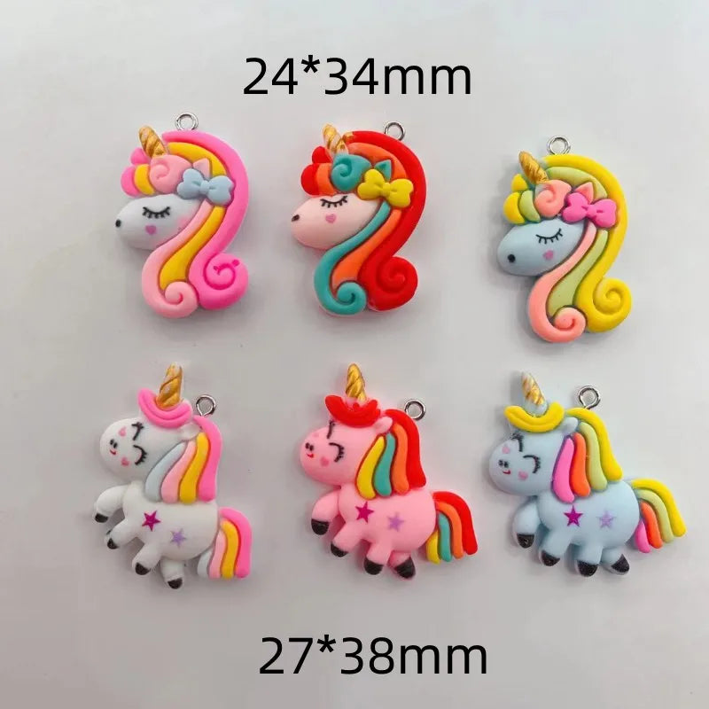 10pcs/lot Enamel Charms Rainbow Unicorn Pendants For DIY Handmade Earrings Bracelets Necklaces Jewelry Making Crafts Accessories