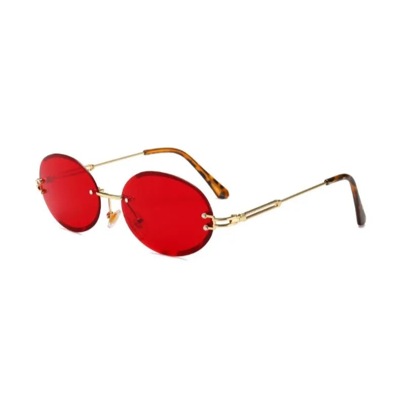 Luxury Rimless Steampunk Men Sunglasses Fashion Oval Designer Women Sun Glasses Punk New Designer Shades
