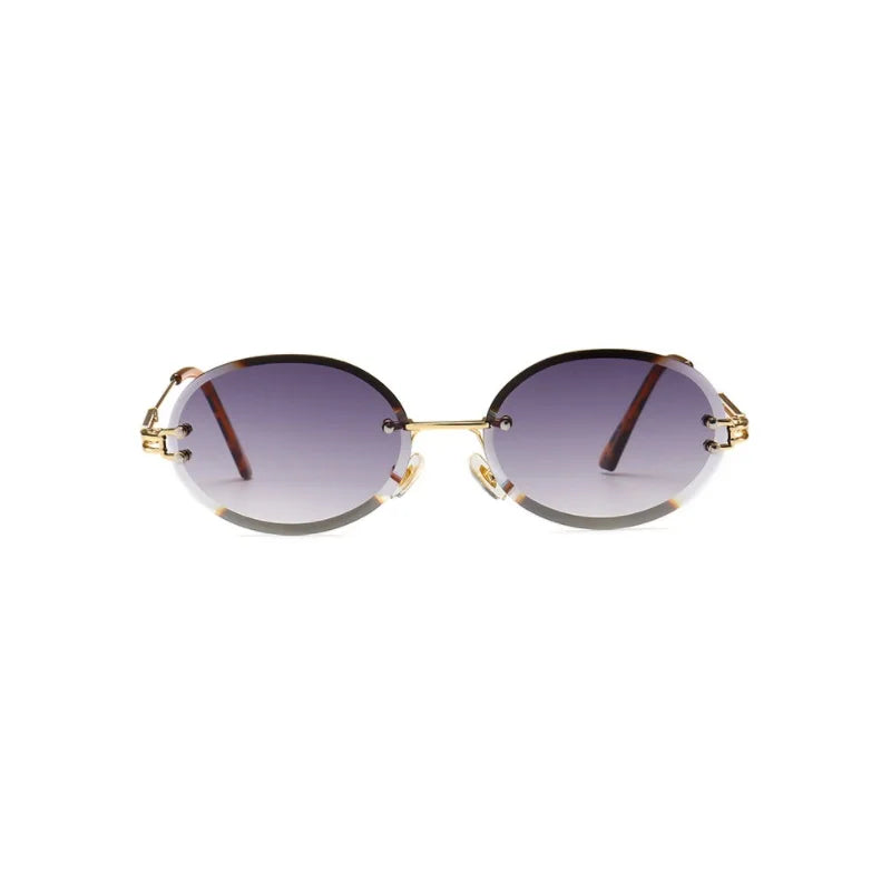 Luxury Rimless Steampunk Men Sunglasses Fashion Oval Designer Women Sun Glasses Punk New Designer Shades