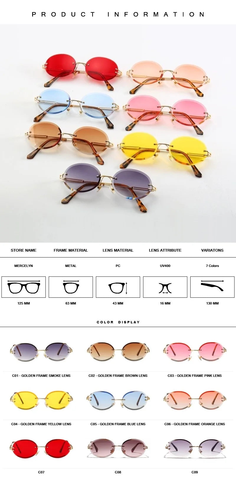 Luxury Rimless Steampunk Men Sunglasses Fashion Oval Designer Women Sun Glasses Punk New Designer Shades