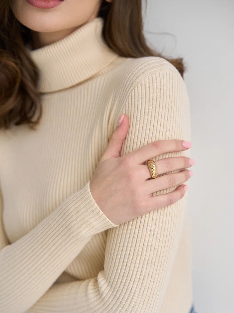 Women Sweater 2024 Autumn Knitted Pullovers Turtleneck Slim Knitting Bottoming Shirt Solid Color Knitwear Jumpers Basic Sweaters
