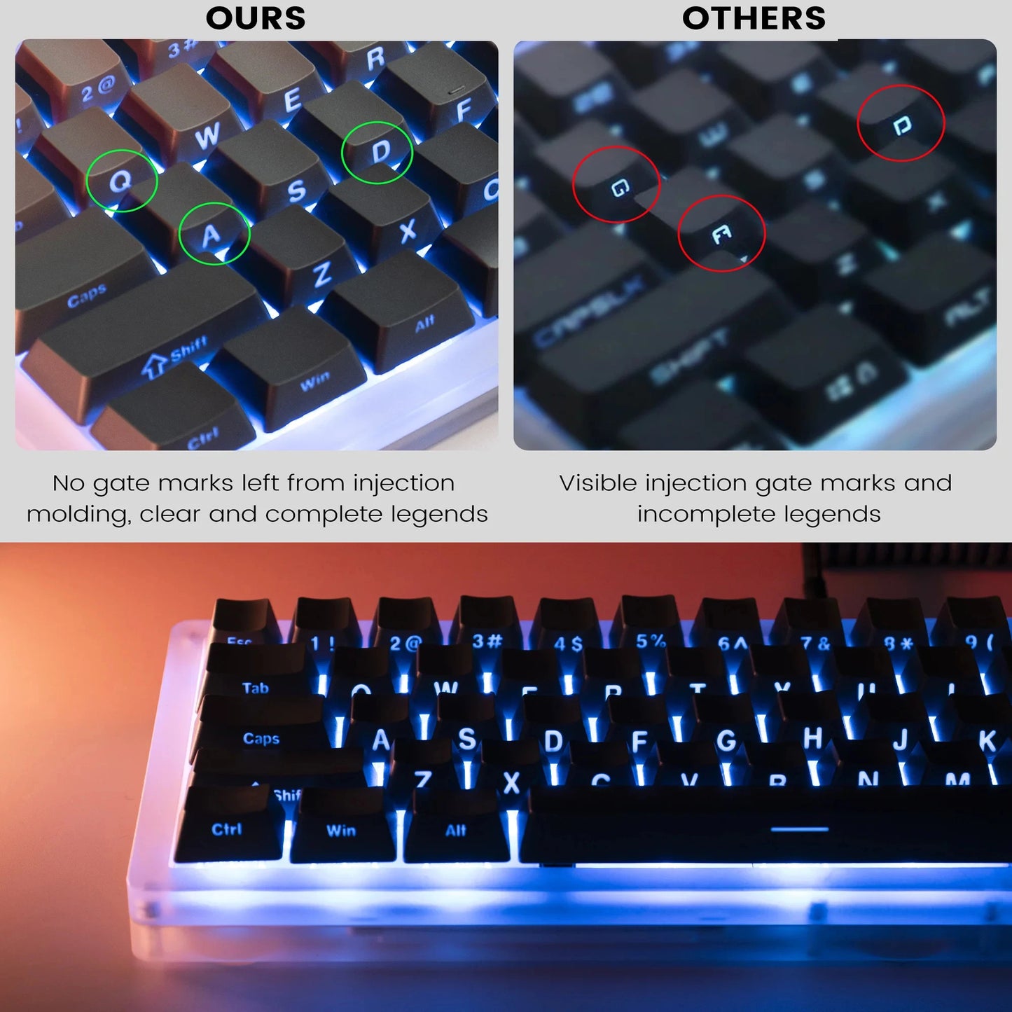 136 Key Shine Through Polar Day PBT Double Shot Side-lit Backlit keycaps For MX Mechanical Keyboard 108 96 87 NJ80 84 68 64 61