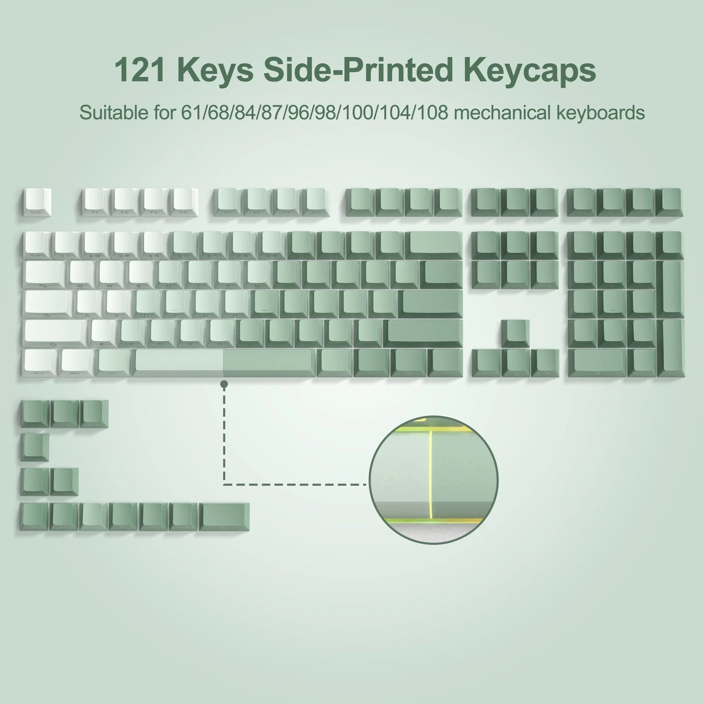 136 Key Shine Through Polar Day PBT Double Shot Side-lit Backlit keycaps For MX Mechanical Keyboard 108 96 87 NJ80 84 68 64 61