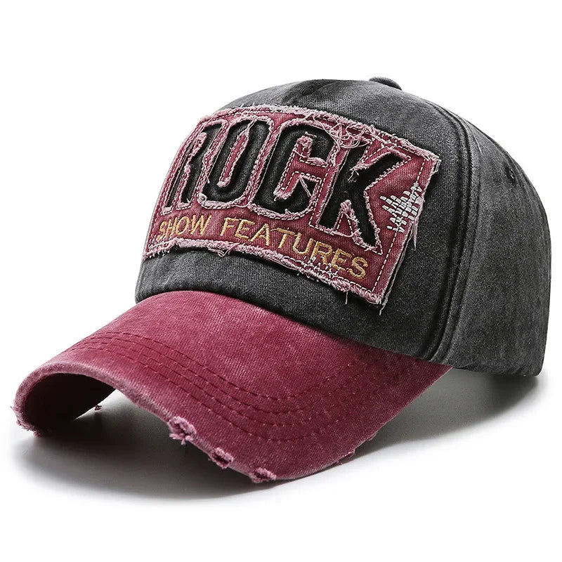 Korean Version Washed Letters Snapback Spring Autumn Men's and Women's Fashion Shabby Denim Baseball Cap Sunhat Official Website