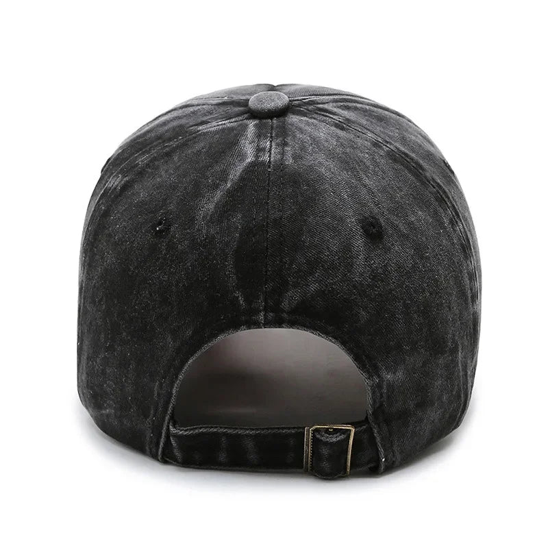 Korean Version Washed Letters Snapback Spring Autumn Men's and Women's Fashion Shabby Denim Baseball Cap Sunhat Official Website