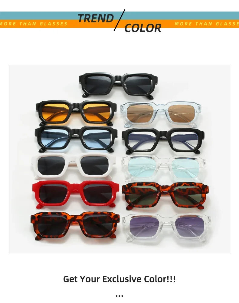 Vintage Rectangle Frame Men Sunglasses Fashion Retro Sun Glasses Luxury Brand Design UV400 Shades Eyewear Women Goggles