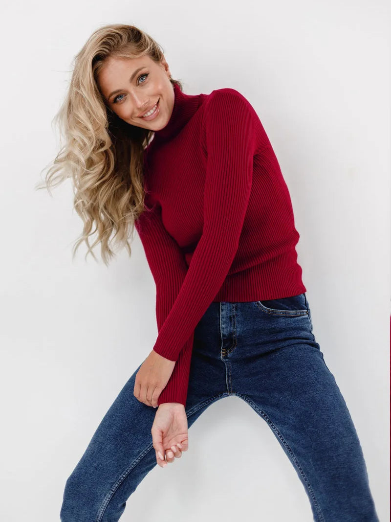 Women Sweater 2024 Autumn Knitted Pullovers Turtleneck Slim Knitting Bottoming Shirt Solid Color Knitwear Jumpers Basic Sweaters