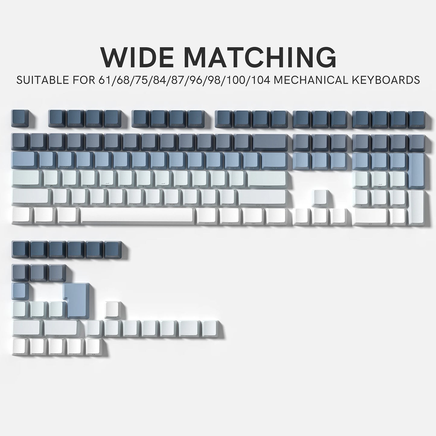 136 Key Shine Through Polar Day PBT Double Shot Side-lit Backlit keycaps For MX Mechanical Keyboard 108 96 87 NJ80 84 68 64 61