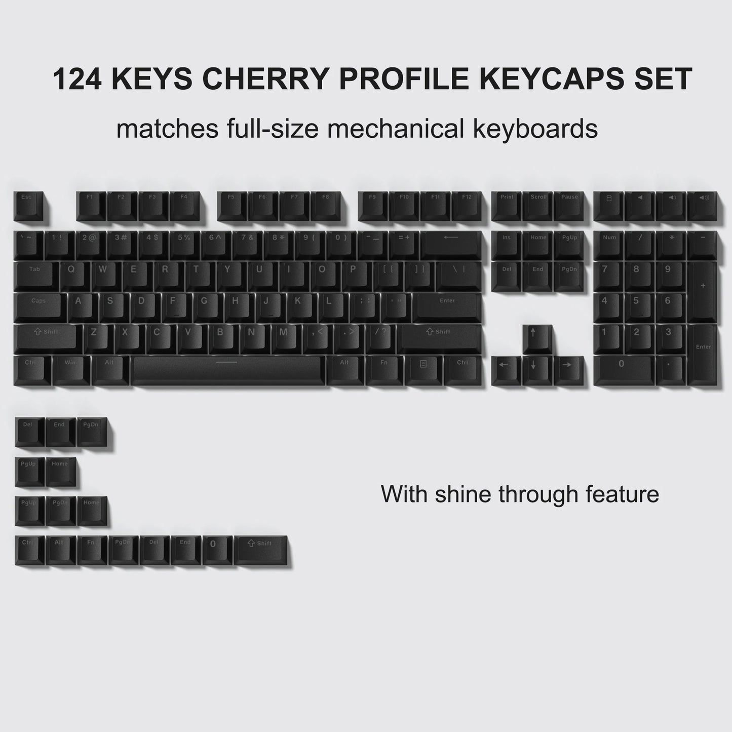 136 Key Shine Through Polar Day PBT Double Shot Side-lit Backlit keycaps For MX Mechanical Keyboard 108 96 87 NJ80 84 68 64 61