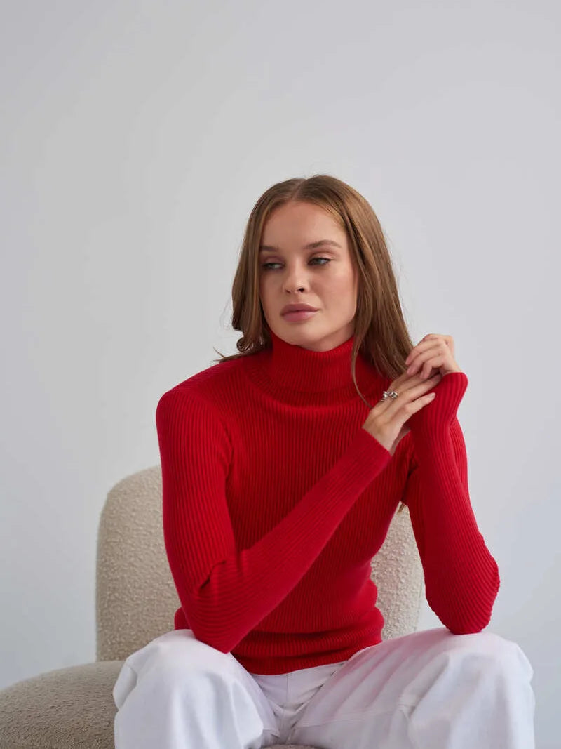 Women Sweater 2024 Autumn Knitted Pullovers Turtleneck Slim Knitting Bottoming Shirt Solid Color Knitwear Jumpers Basic Sweaters