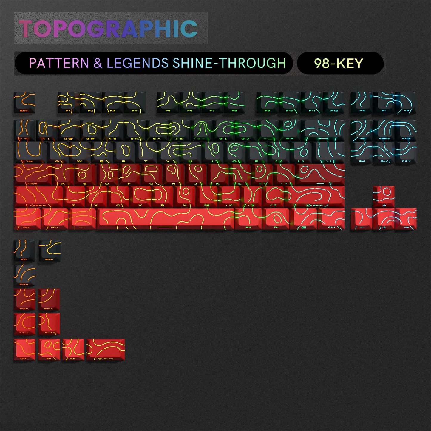 136 Key Shine Through Polar Day PBT Double Shot Side-lit Backlit keycaps For MX Mechanical Keyboard 108 96 87 NJ80 84 68 64 61