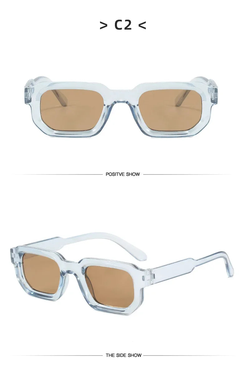 Vintage Rectangle Frame Men Sunglasses Fashion Retro Sun Glasses Luxury Brand Design UV400 Shades Eyewear Women Goggles