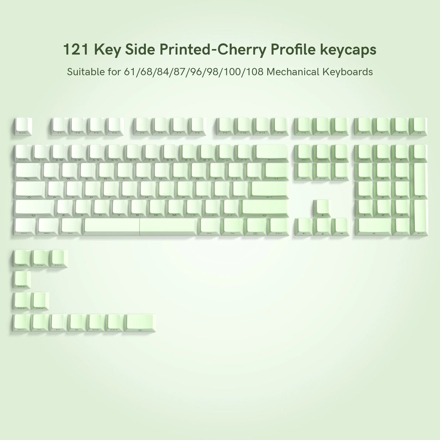 136 Key Shine Through Polar Day PBT Double Shot Side-lit Backlit keycaps For MX Mechanical Keyboard 108 96 87 NJ80 84 68 64 61