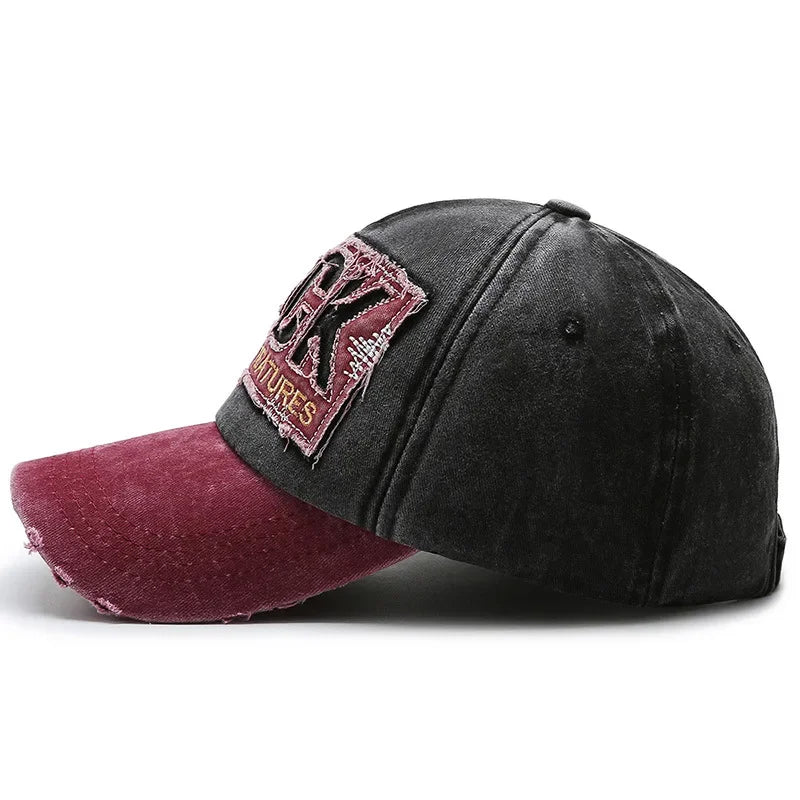 Korean Version Washed Letters Snapback Spring Autumn Men's and Women's Fashion Shabby Denim Baseball Cap Sunhat Official Website