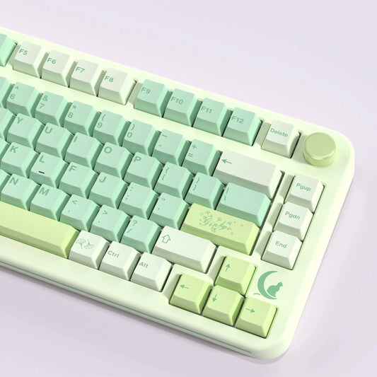 130 keys Green Keycap Mechanical Keyboard Thermal Sublimation Cherry Height Key Cap PBT Material Keyboard Accessories Diy Gamer