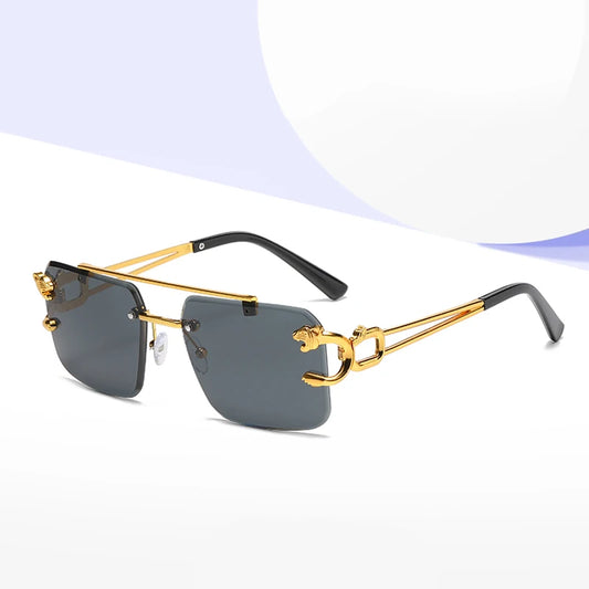 Rimless Square Fashion Fashion Double Bridge Sun Glasses Vintage Women Men Sunglasses
