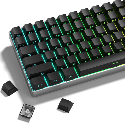 123 Keys Black PBT Keycap Backlit Side Print Double Shot Cherry Profile Key caps for MX Switches Mechanical Gaming Keyboard
