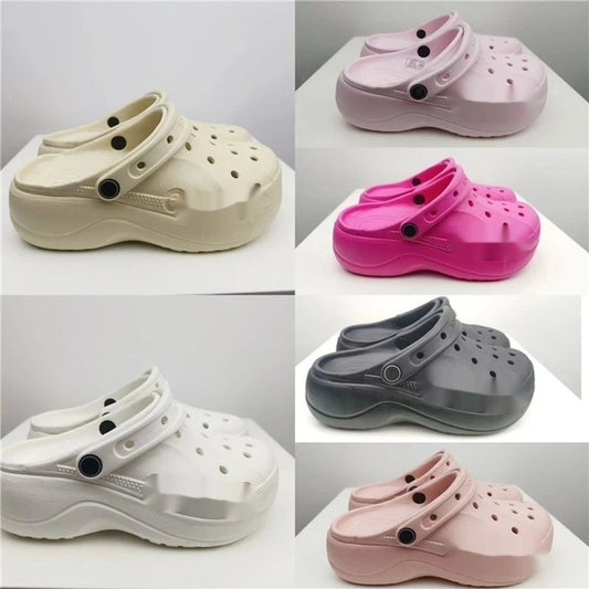 Solid Color Cave Shoes Thick Sole Height Increasing Design Home Anti Slip Slippers Outdoor Leisure Beach Shoes Practical Gifts