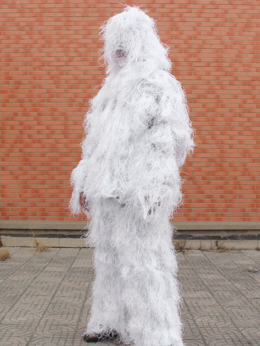 White Snow Camo Suit Ghillie Suit Yowie Sniper Tactical Camoflage Suit for Hunting Birdwatching