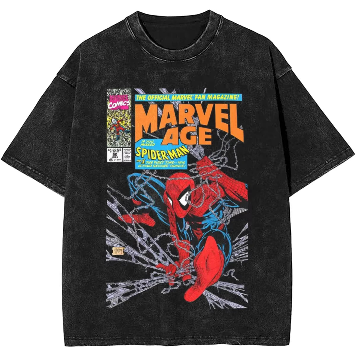Harajuku Comics Spider-Man 90s Outfit Shirt Washed Style Men Women Hero Spiderman T-Shirts Novelty Top Tee Shirt Streetwear
